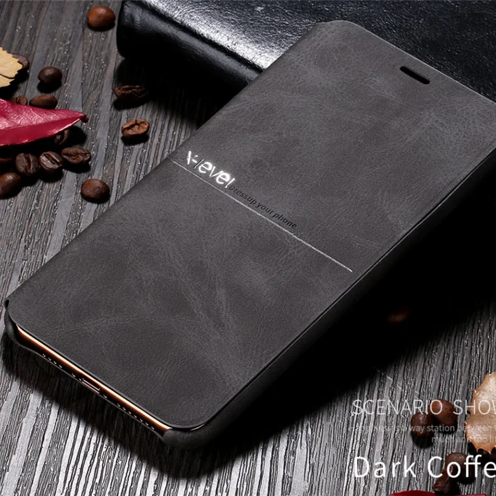 Dark coffee Премиум кожаный чехол s для iPhone 11 Pro XS Max XR X 8 8 6 6S 7 Plus полный защитный деловой чехол-подставка держатель - Цвет: Dark coffee