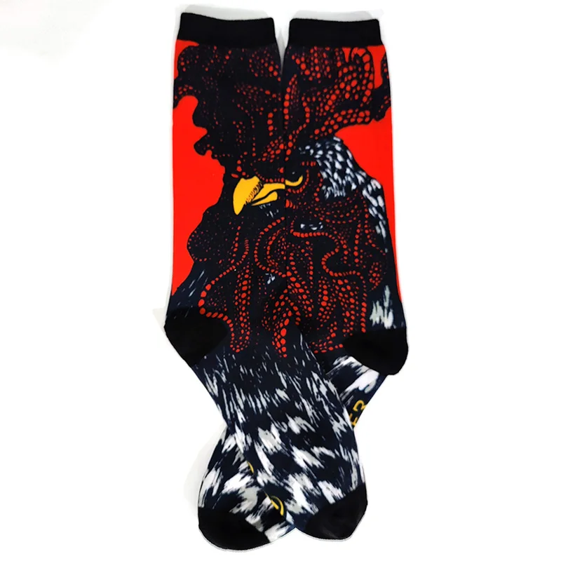 Men's Novelty Fun Graphic Cotton Socks - Unique Designs: Poker, Corgi, Frog, Burger, Piranha, Wolf, Avocado, Eagle