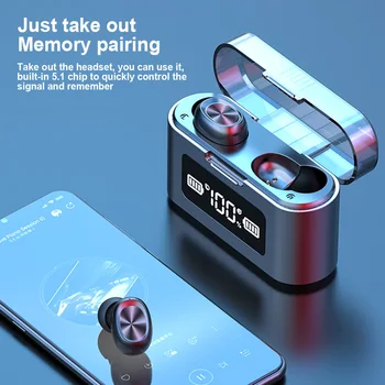 

TWS Bluetooth V5.1 Wireless in-Ear Headset with Touch Control Microphone HD Call Headset Earbuds For Phone