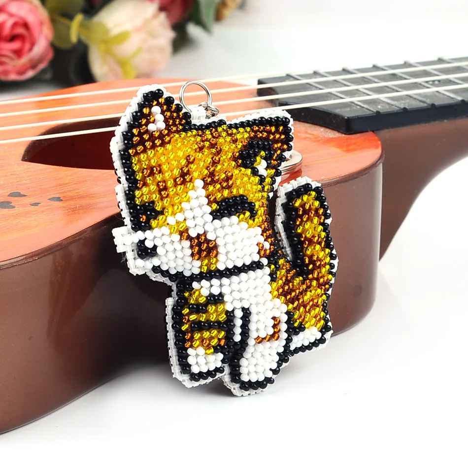 

096 Phone Craft Stich Bead Cross Stitch Key Chain Accessories Stamped Needlework Embroidery Crafts Printed Cross-Stitching Kit