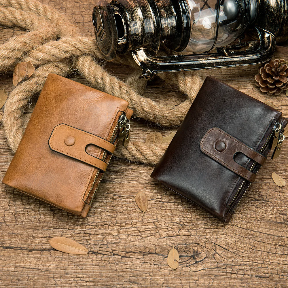 Бренд GO-LUCK, мужской кошелек из натуральной кожи на застежке, с карманами на молнии, держатель для кредитных карт, Чехол для карт, кошельки, мужская сумка для монет, кошелек в винтажном стиле
