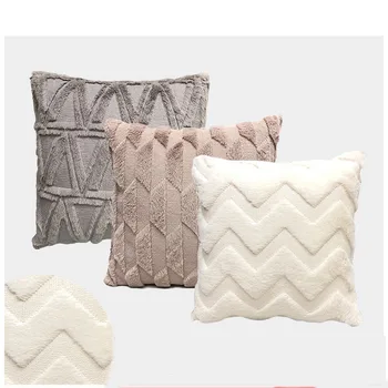 

Faux Rabbit Fur Cushion Cover Solid Soft Plush Geometry Throw pillow case for Living Room Car Chair Decoration housse de coussin