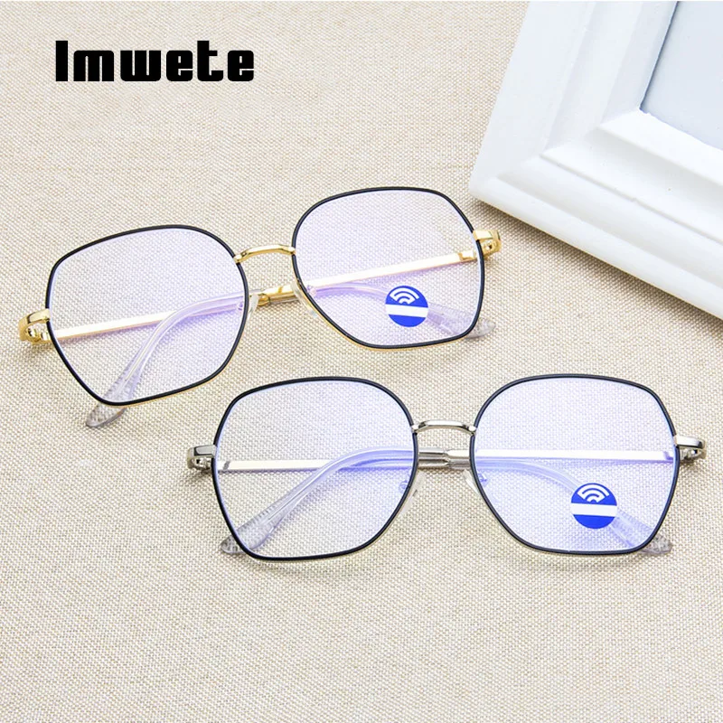 

Imwete Polygon Anti Blue Light Glasses Frame Men Transparent Computer Eyeglasses Women Anti Blue Ray Optical Spectacle Frames