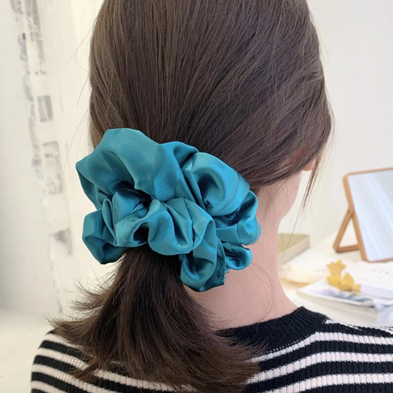 

Oversized Bright Color Hair Scrunchies Women Silk Scrunchie Elastic Hair Bands Girls Headwear Donut Grip Loop Ponytail Holder