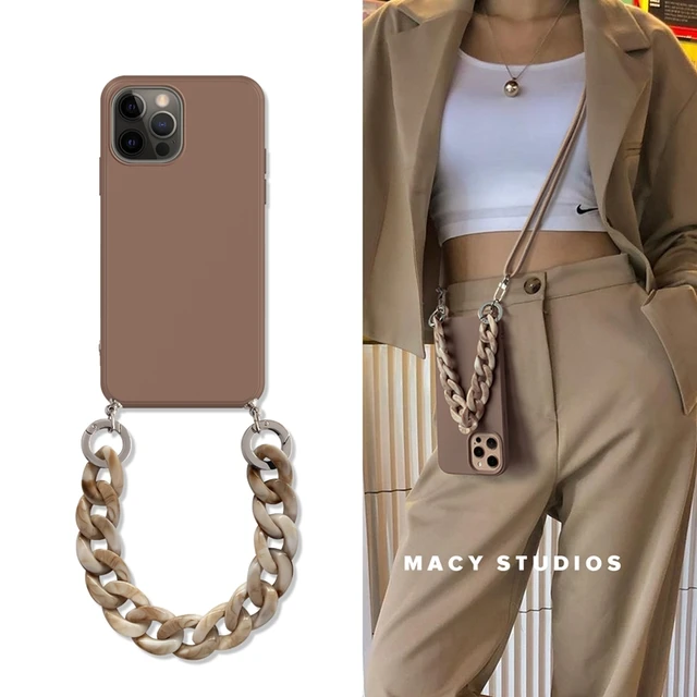 Luxury Leather Crossbody Chain Lanyard Phone Case For iPhone 15