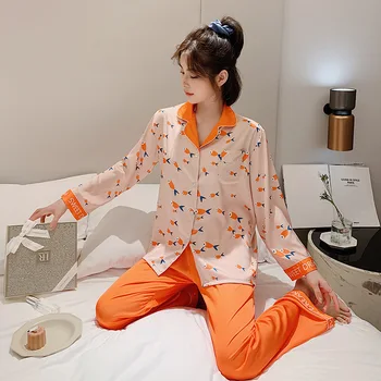 

Women's Autumn Long-sleeved Simple and Fashionable Two-piece Suit for Homewear Ladies Pyjamas Home Cotton Pajamas Women Pyjamas
