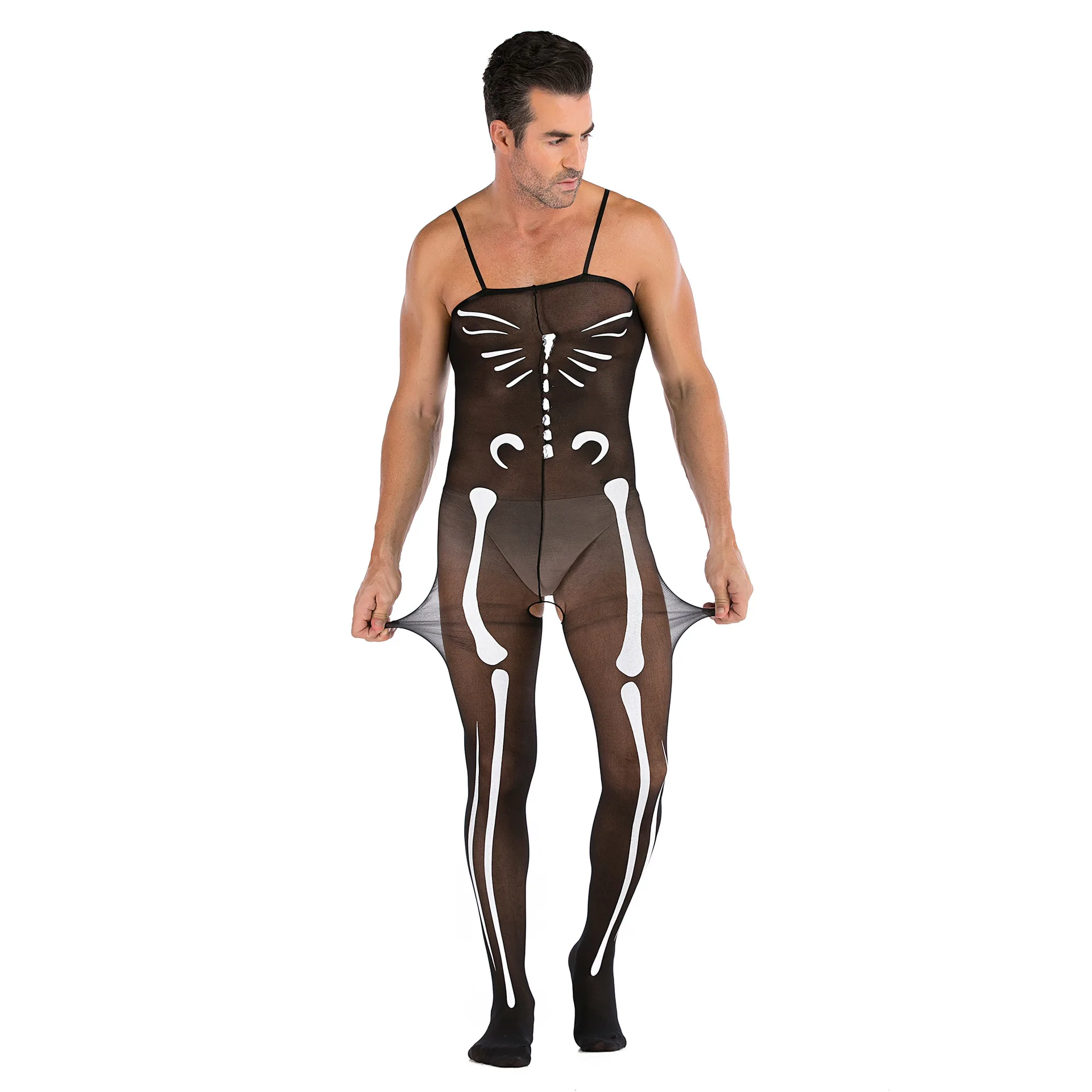 Men jumpsuits transparent stockings outfit sexy temptation to open files fishnet tights uniforms most comfortable boxer briefs