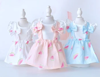 

White Pink Colors Cool Dresses for Dogs Spring and Summer Two Feet Pet Clothing with Beautiful Pictures Summer Dog Dresses