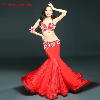 

Belly Dance Female Adult Temperament Bra Performance Clothes Suit High-end Custom Long Skirt Performance Costume Set