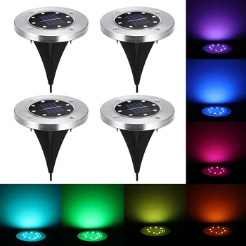 

Waterproof IP44 8LED Solar Underground Lights Stainless Steel Solar Buried Floor Light Outdoor Garden Path Ground Lights