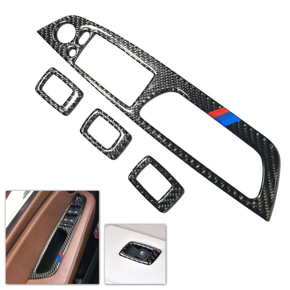

Car Carbon Fiber Door Window Lifting Panel Buttons Cover For BMW X5/E70/X6/E71