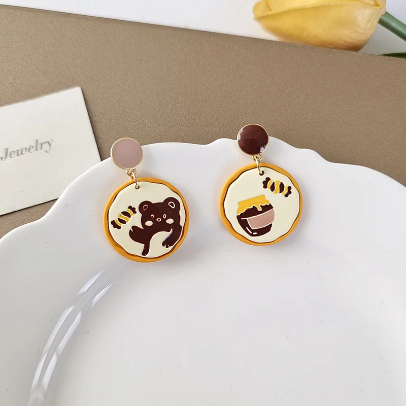 S925 Needle Lovely honey bear earrings sweet and cute dripping | Украшения и аксессуары