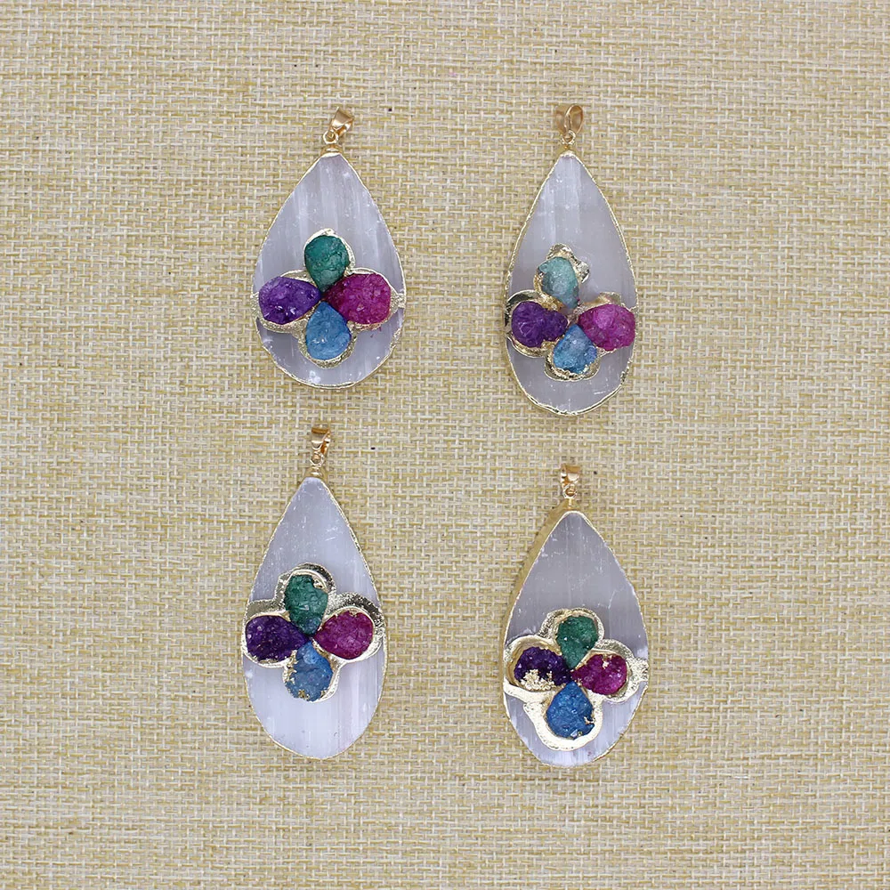 

100% натуральный селенит, гипсовая подвеска, камень минерального происхождения, восстанавливающий энергетический камень рейки, подарок «сделай сам», сувенир, 6 шт.