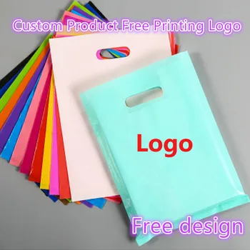 

200pcs 20x26cm Custom Product Free Printing Logo Plastic bag clothing store bag phone bag glasses children's beauty bag gift bag