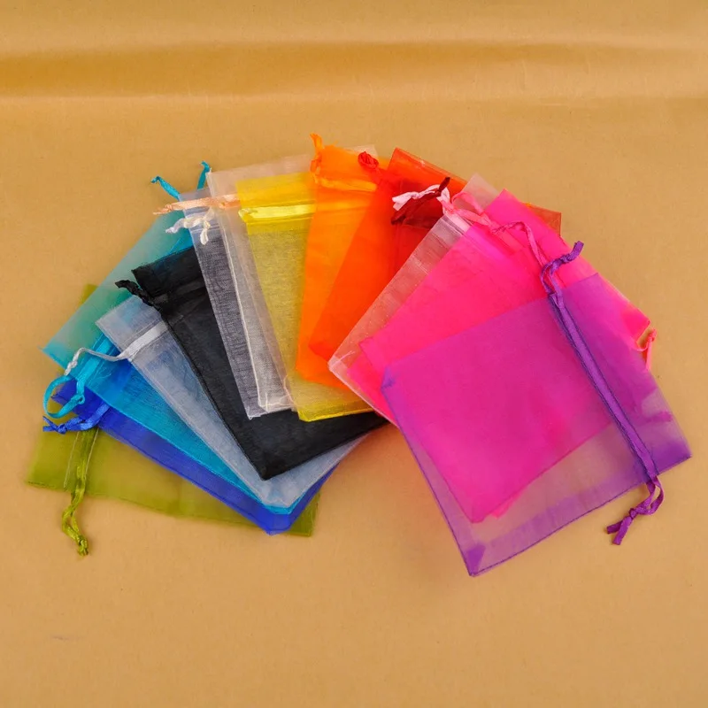 

1000pcs 5x7 7x9 9x12 10x15CM Organza Bags Jewelry Packaging Bags Wedding Party Decoration Drawable Bags Gift Pouches