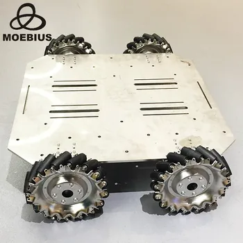 

70kg Heavy-Duty Mecanum Wheel Trolley Omnidirectional Wheel Mobile Robot Metal Chassis for Research