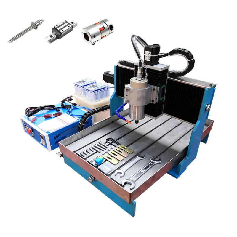 Linear rail guides cnc lathe machine 6040L 1.5KW USB Parallel 3 axis 4 Axis Metal Engraving Machine steel table 60*40 CNC router |