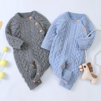 

Autumn Baby Romper Lovely Infant Girl Solid Rompers Girls knitted Jumpsuits Newborn Baby One-pieces Boy Suspender Romper