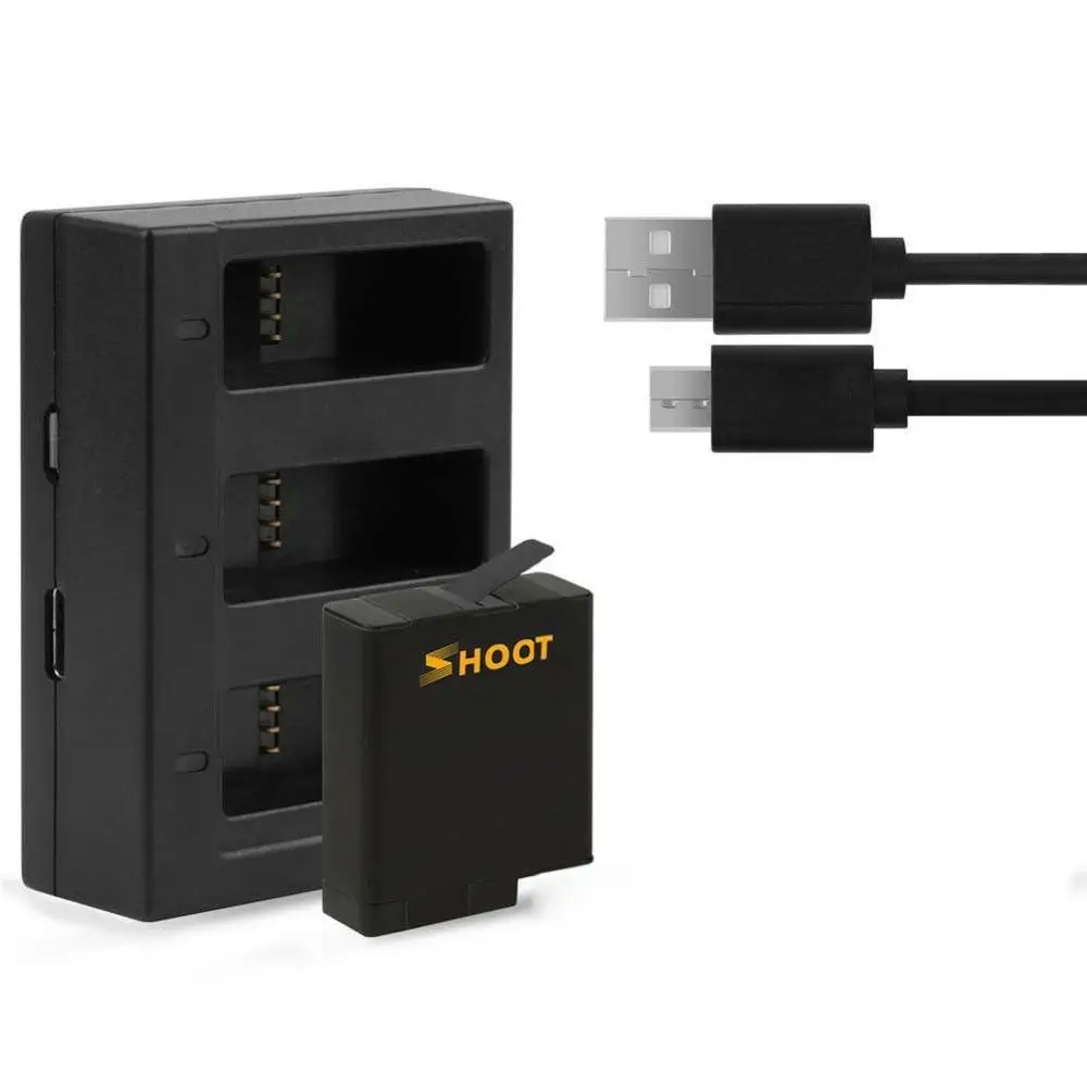 

AHDBT-501 Battery with Three / Dual Ports USB Charger for GoPro Hero 7 6 5 Black Camera for Go pro 7 Action Camera Accessory