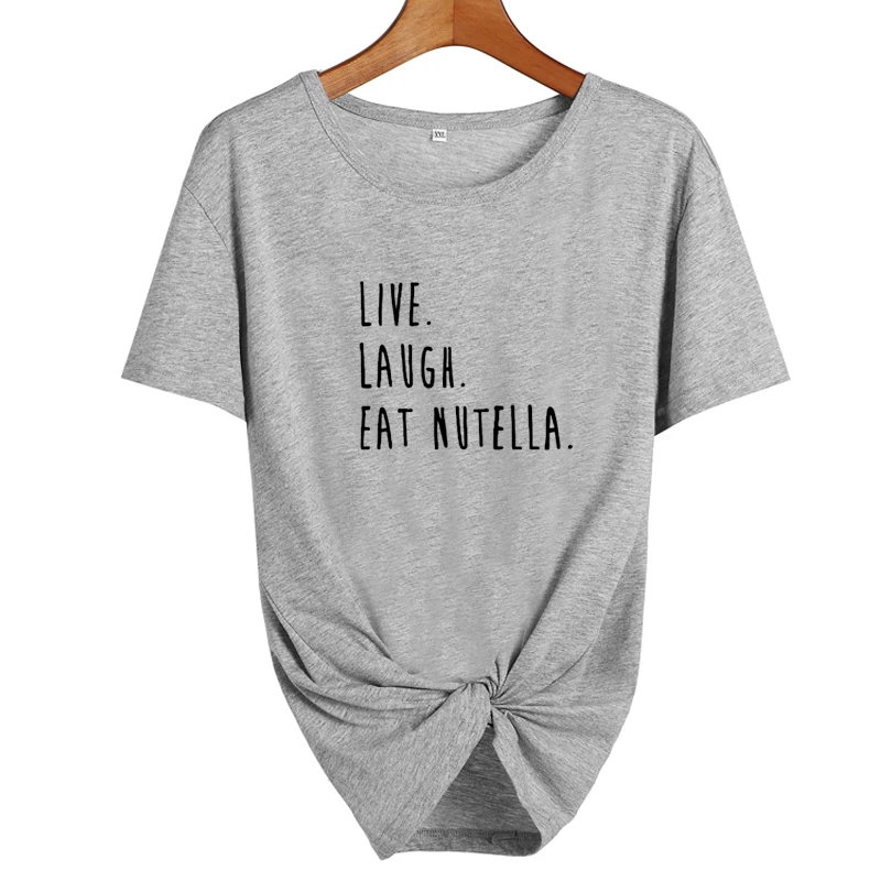 Женская футболка из хлопка топы с надписью Live klaw eat nutella Забавные футболки