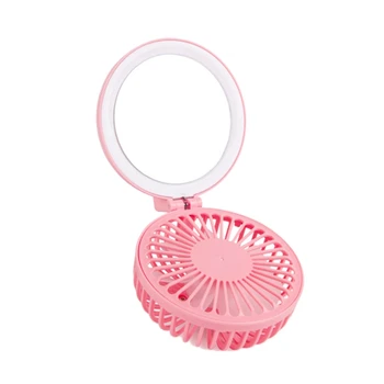 

Mini Portable Cartoon Pig USB Rechargeable LED Fill Light Makeup Mirror Fan Portable Handheld Mini Fan