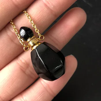 

obsidian Crystal Aromatherapy Essential Oil Diffuser Necklace Perfume Bottle Necklace agates quartz Necklace