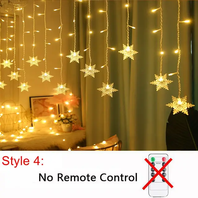 LED Christmas String Lights Garland Fairy Lights Star Lamp Outdoor Curtain Decor for Party Holiday Wedding New Year Decoration warm white 4