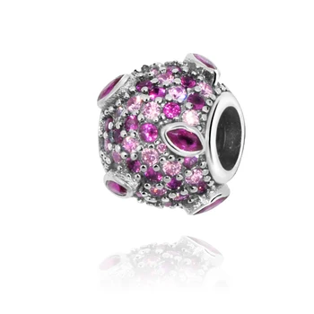 

2020 Valentine's New 100% 925 Sterling Silver Beads Kiss Pave Charm fit Original Pandora Bracelets Women DIY Jewelry