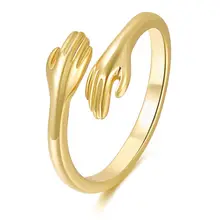 New Arrival Hug Gesture Ring Gold-Plated Color Retaining Ornament Vintage Women's Hands Hugging Ring Womens Rings Wholesale