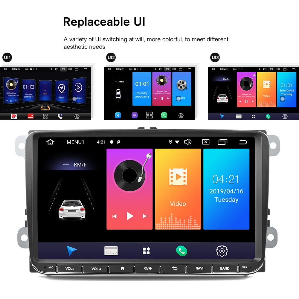 Podofo Android 9,0 автомобильный радиоприемник стерео 9 ''gps Мультимедиа сенсорного экрана видео плеер wifi Зеркало Ссылка для VW Passat Golf MK5 Jetta