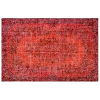 

Handmade Red Vintage Overdyed Turkish Area Rug 210x313 Cm-6'11''X10'3''