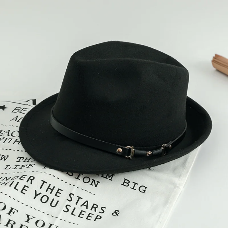 fedoras Женская мода джаз шляпа осень зима полушерстяная Кепка открытый пояс Кепка с пряжкой