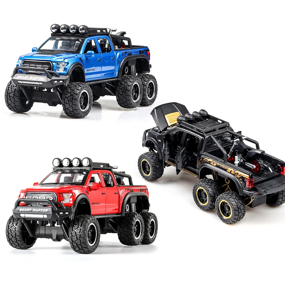 1:32 Ford Raptor F150 металлический корпус двери может быть открытая музыкальная с подсветкой машина литья под давлением игрушечный транспорт горячая модель колеса автомобиля