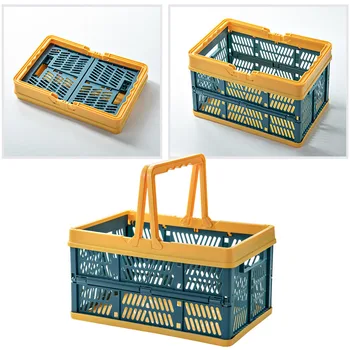

Folding Collapsible Plastic Storage Crate Box with Handle Stackable Home Kitchen Warehouse Storage Baskets Box 16.3*29.8cm