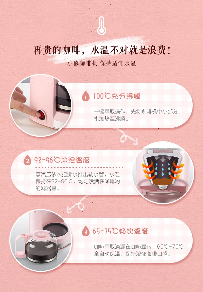 Xiaoxiong, американская полностью автоматическая кофеварка, бытовая, капельного типа, мини-кофейник для приготовления чая и чая, 220 В