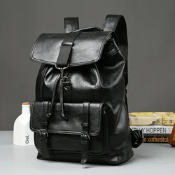 Men's Large Leather Antitheft Travel Backpack Laptop Bags Men Black Bagpack Boy Big Capacity School Male Business Shoulder Bag