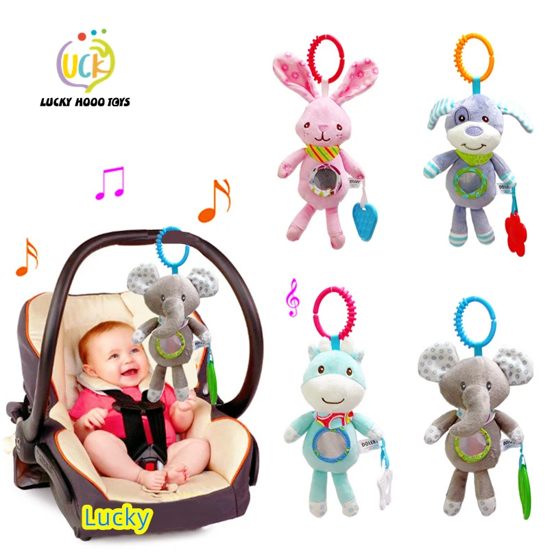 Sonajero para el cochecito de bebé, juguete colgante suave, cama móvil, Animal bonito, elefante, conejo, perro, cuna de bebé, campana, juguetes para 0-12 meses
