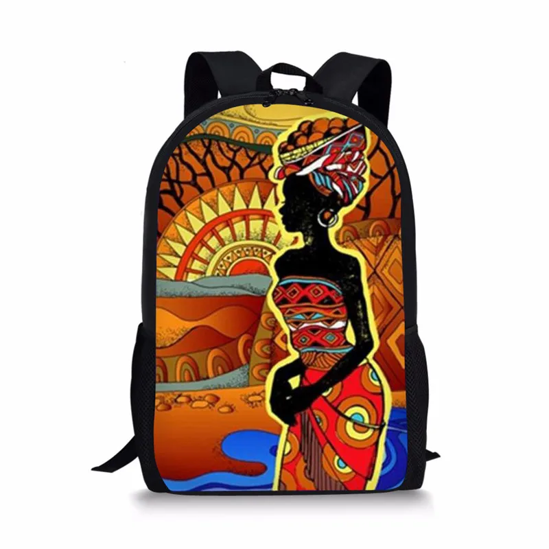 NOISYDESIGNS African Backpack Cartoon African Black Girls Print School Bag Kids Cute Book Bag Teenager Girls Schoolbags Mochila - Цвет: Z4945C