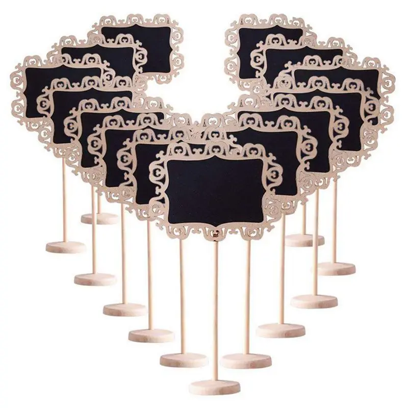 

14 PCS Mini Decorative Border Chalkboard Signs with Stand Black Board for Weddings Place Cards, Parties, Message Board Signs and