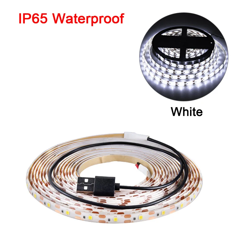 IP65 USB White EeeToo, Ночной светильник, 5 В, USB питание, Светодиодная лента, светильник RGB/белый/теплый белый, 2835 SMD, DIY, HD tv, Настольная подсветка и смещение, Домашний Светильник ing - Испускаемый цвет: IP65 USB White