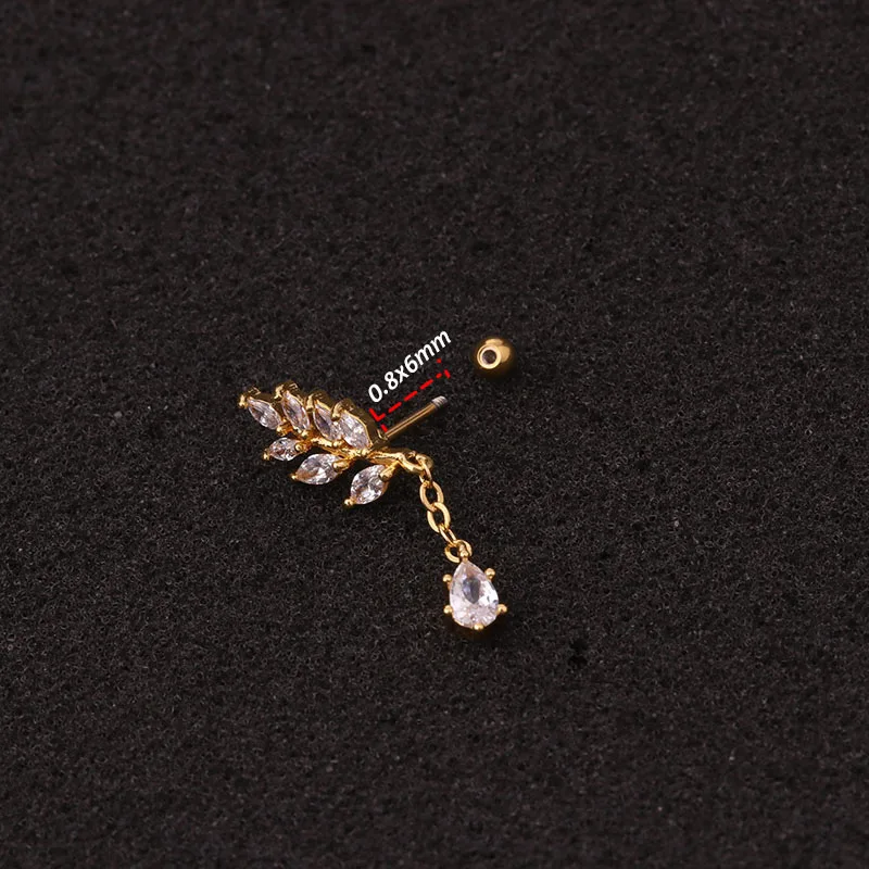 1Pc Newest Tree Star Zircon Pendant CZ dangle ear piercing jewelry steel barbell Daith earrings helix cartilage studs - Image 3