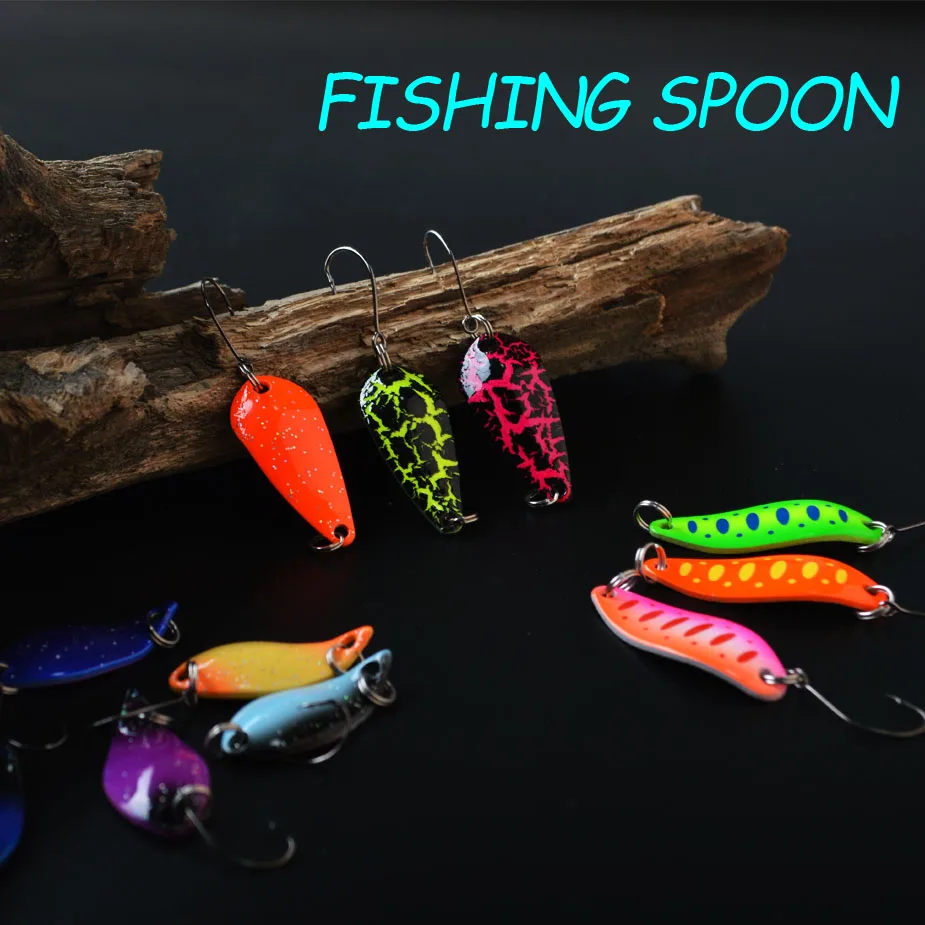 TOMA 5pcs/lot Fishing Metal Lure Spoon Bait For Trout Bass Spoons Sequins  Baits Single Hook Artificial Fishing Tackle - AliExpress