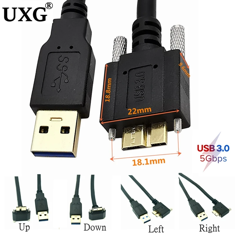 USB 3 0 к Micro B 5 Гбит/с тип A штекер Micro-B левый правый вверх вниз Угловой кабель с