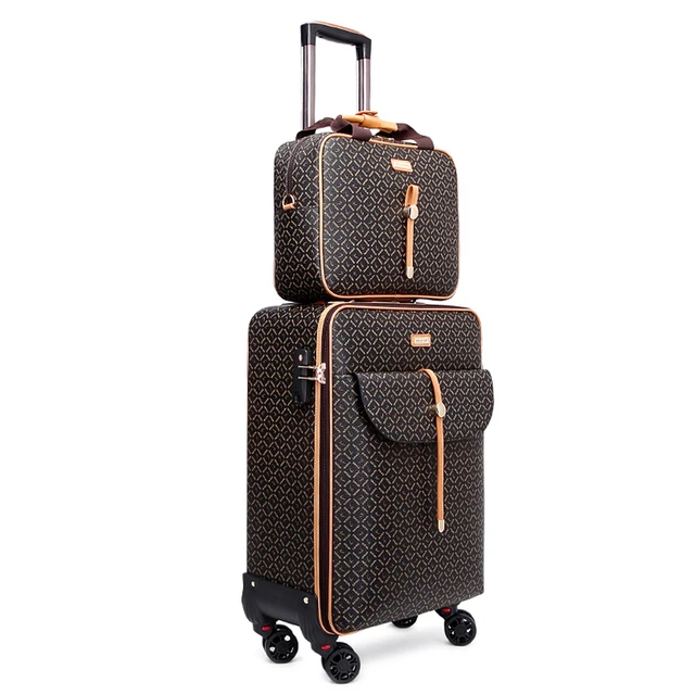 Retro Travel Rolling Luggage With Handbag