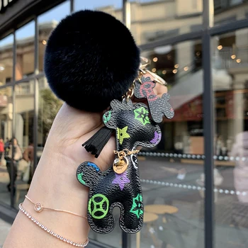 

free shipping 1pcs Birth ceremony key pendant cute deer classic flora hair ball girls backpack ornaments accessories funny gifts