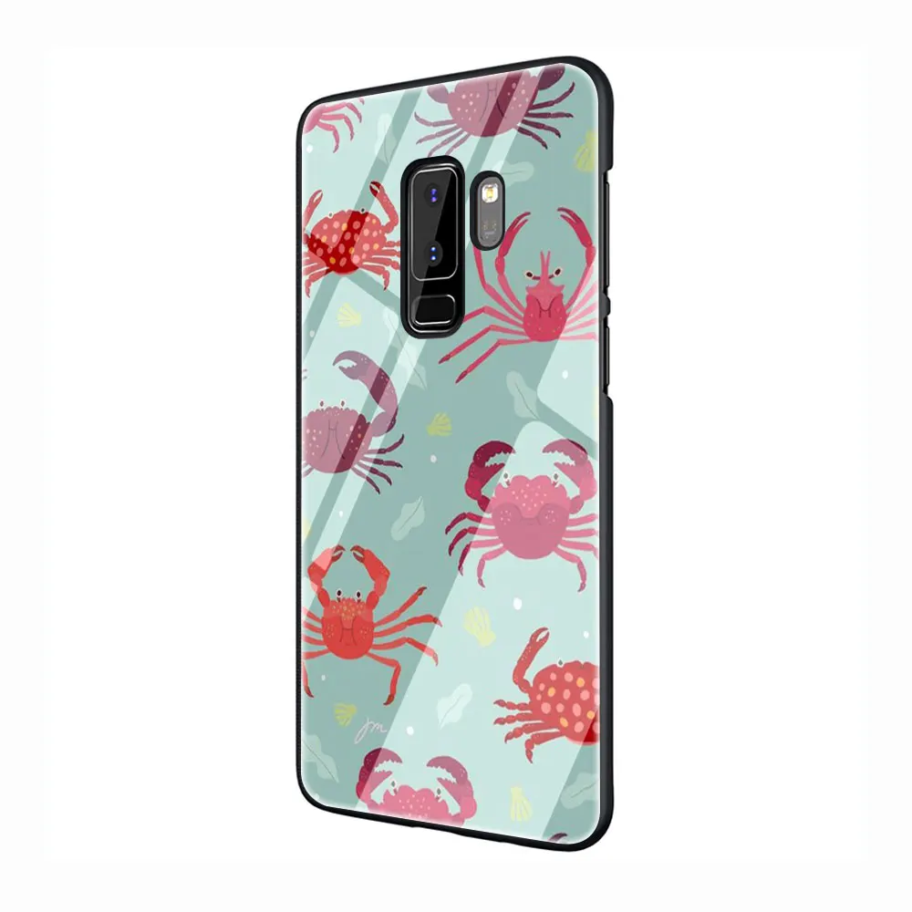 EWAU крабы закаленное Стекло Телефон чехол для Galaxy S7 edge S8 9 10 Plus, Note 8, 9, 10, A10 20 30 40 50 60 70 - Цвет: G8