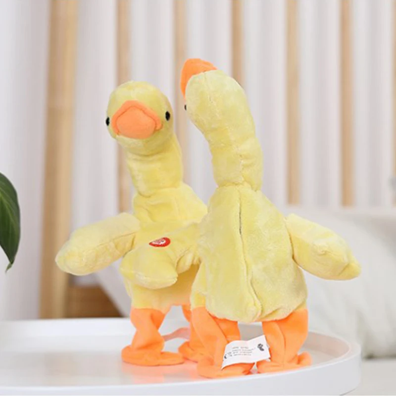 Funny neck yellow duck repeater plush toy can sing talk walk and blame for gifts for 3