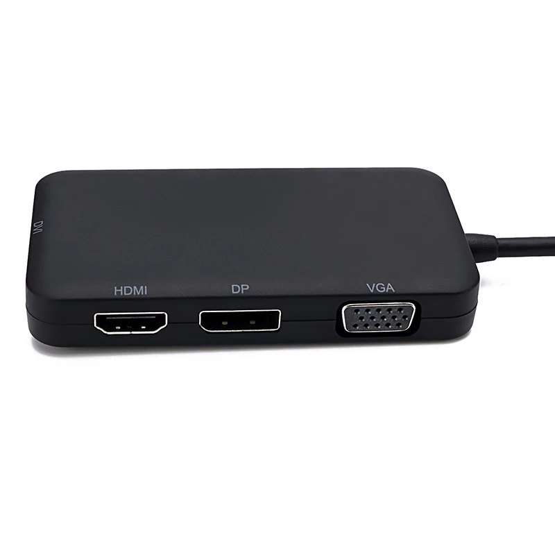 4-в-1 USB-C к VGA, HDMI, DVI DP Hub адаптер для ПК ноутбук Тетрадь DU55