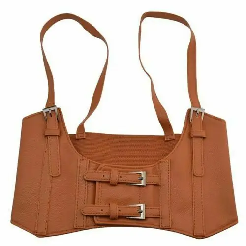 Camel PU Модный пояс Женский PU джинсовый жилет эластичный пояс корсет широкий Cincher с пряжкой - Цвет: Camel PU