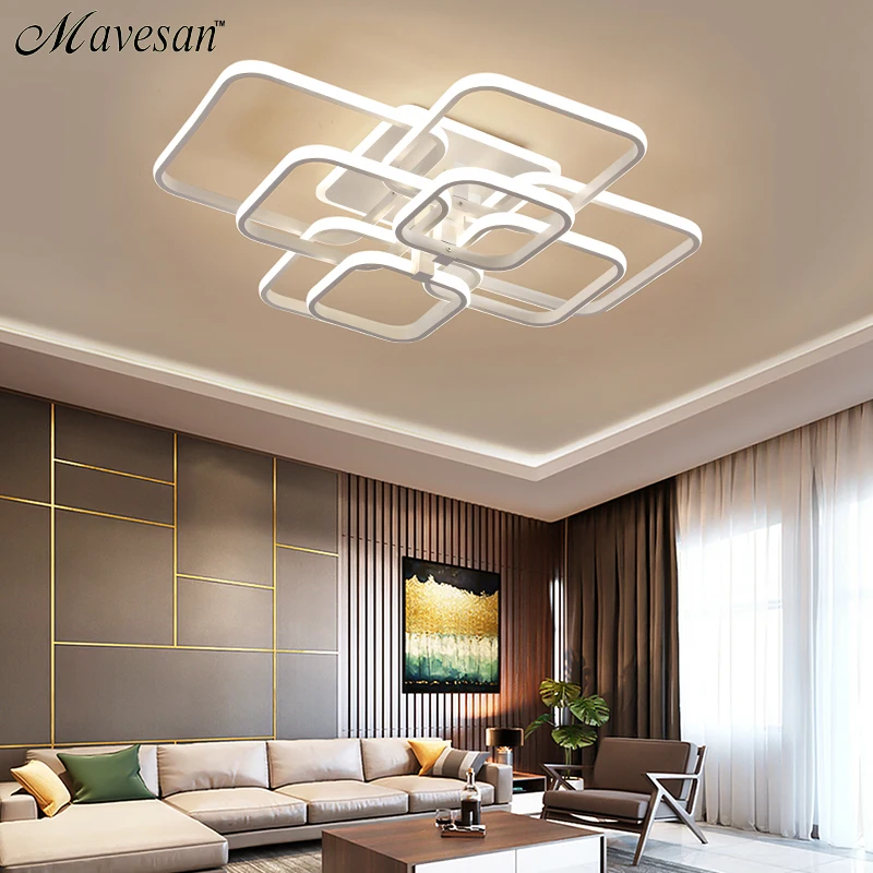 Acylic Ceiling Lights Square Rings For Living Room Bedroom Home AC85-265V Modern Led Ceiling Lamp Fixtures lustre plafonnier